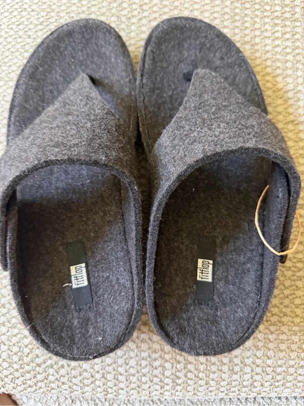 Fitflop Dark Gray Felt Slide Sandals